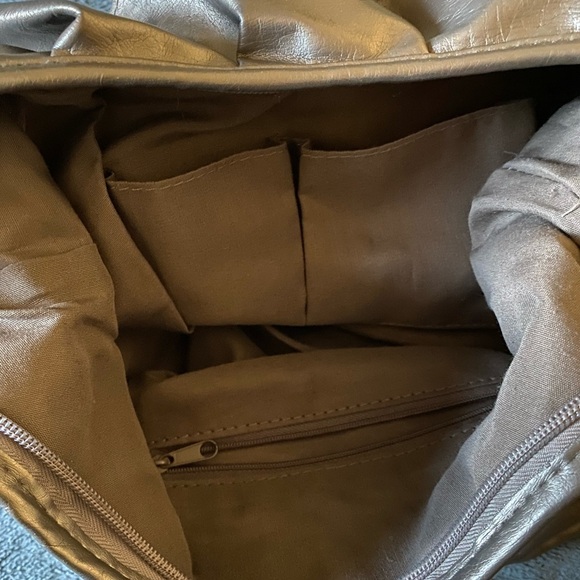 Cato Purse Silver ruffles with chrome Boho shoulder bag 12x4 x10 zi… - Picture 5 of 6